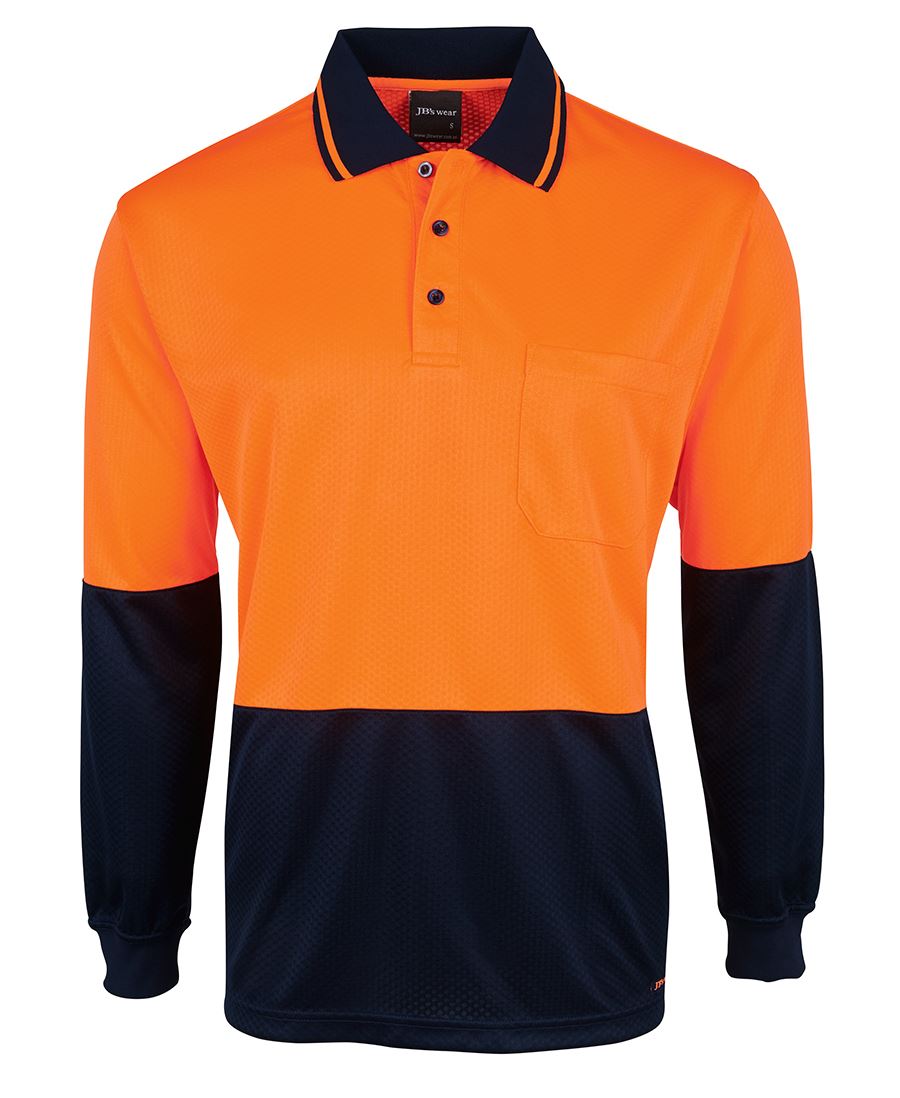 Hi Vis Long Sleeve Jacquard Polo | Workwear