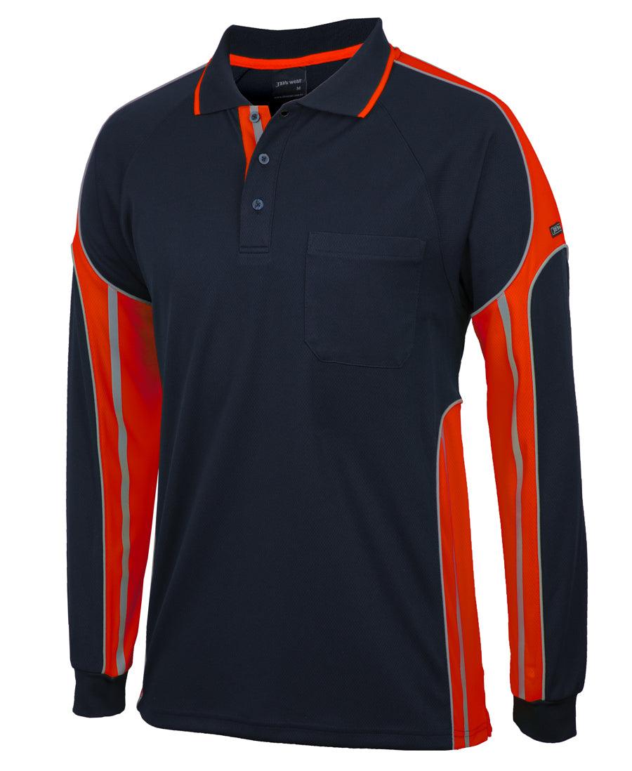 6SPPL JB's Street Panel Custom Workwear Polo Shirt in Orange/Navy