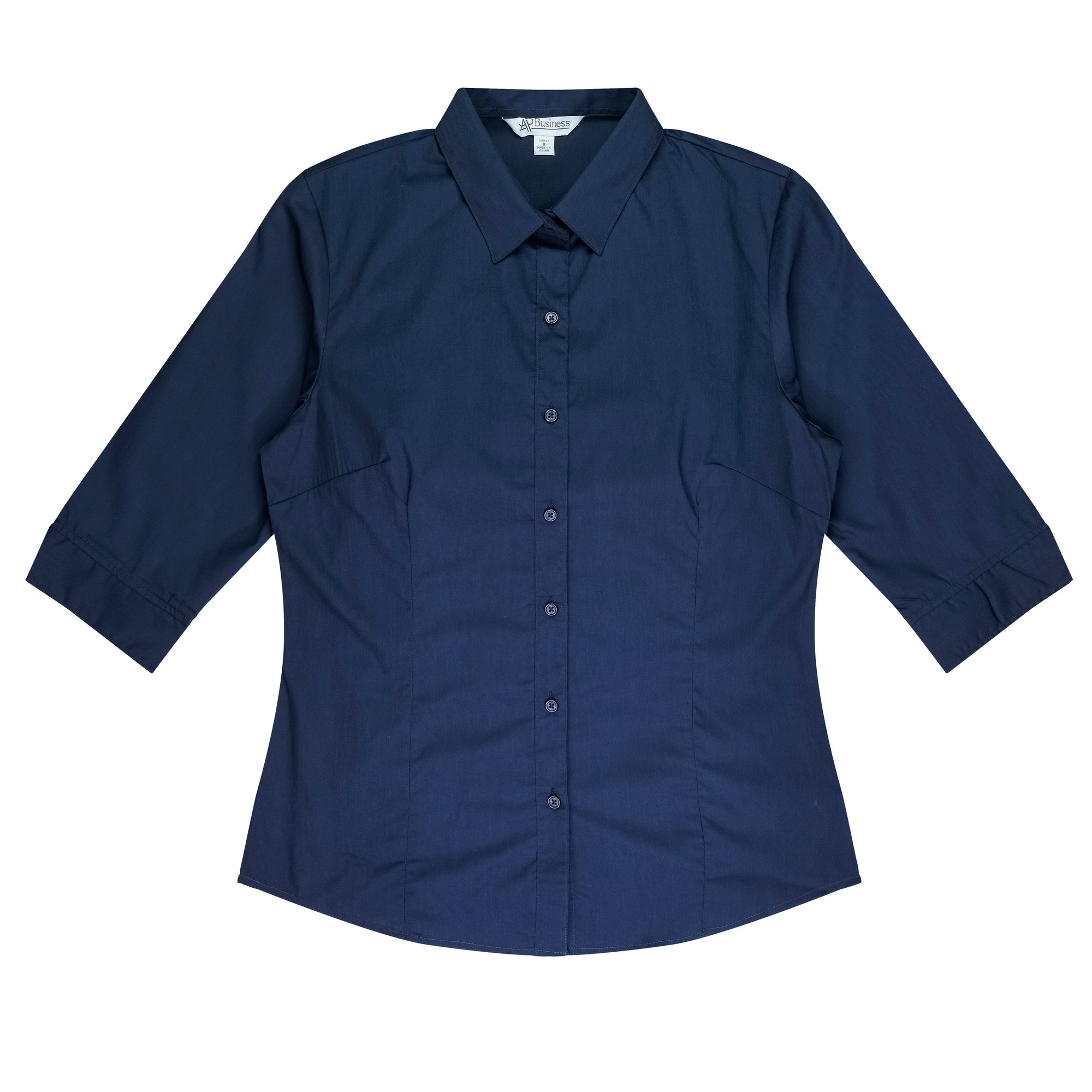 Mosman Embroidered Ladies 3/4 Sleeve Business Shirt - Navy Front