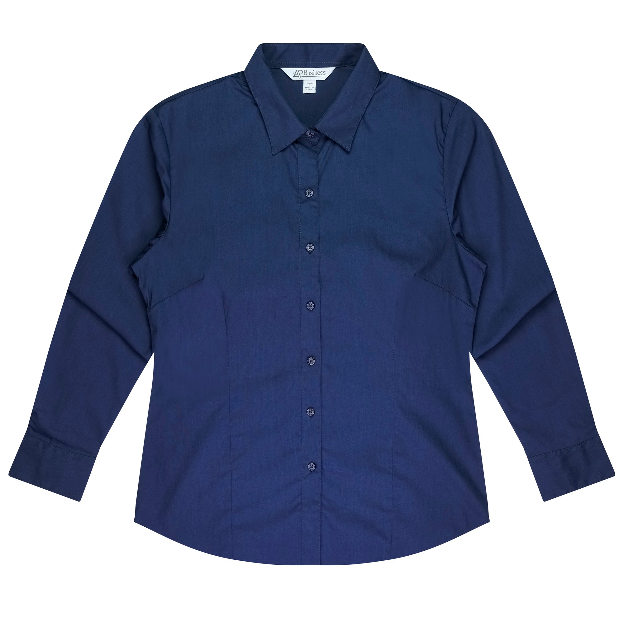 Mosman Embroidered Ladies Long Sleeve Business Shirt - Navy