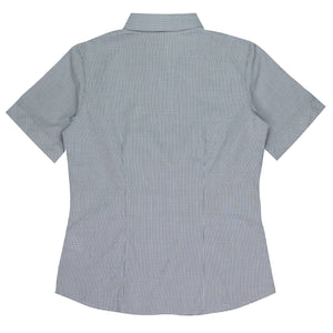 Toorak Embroidered Ladies Short Sleeve Business Shirts - Black/White Back