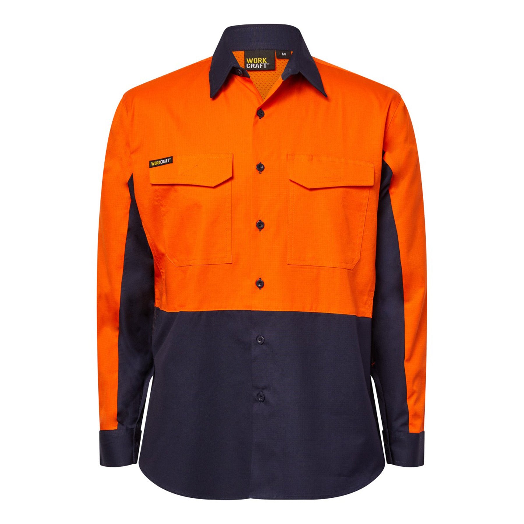 WS6066 custom ripstop tradie work shirt - Orange Front