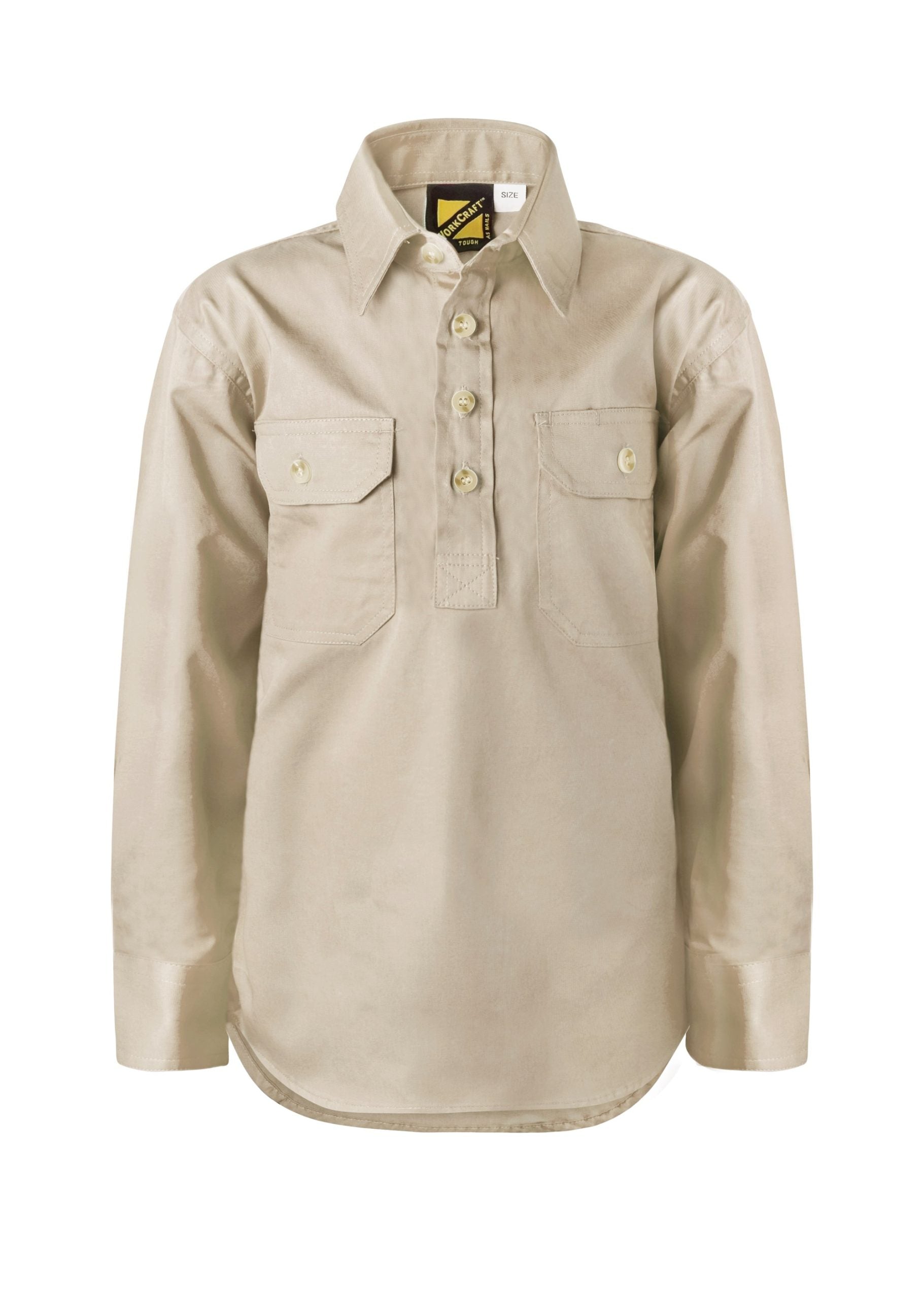 WSK131 Custom Kids Cotton Work Shirts - Cream