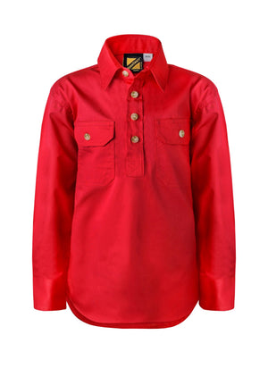 WSK131 Custom Kids Cotton Work Shirts - Crimson Red