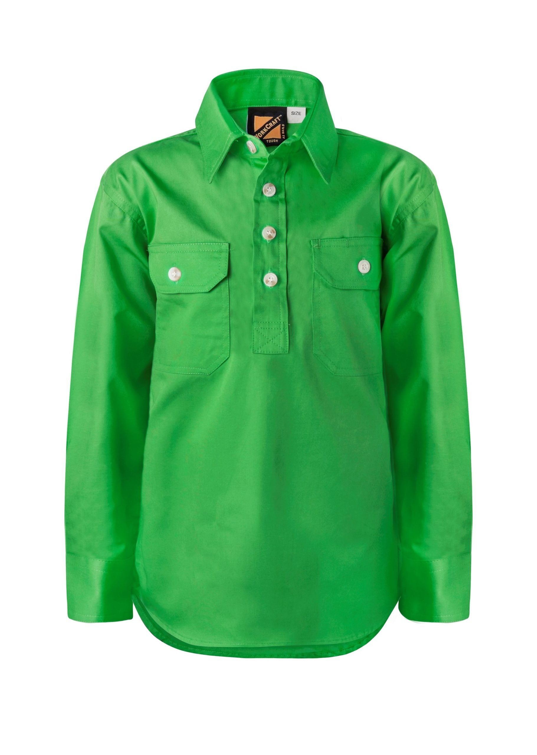 WSK131 Custom Kids Cotton Work Shirts - Electric Green