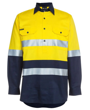 6HWCF JB"s Hi Vis L/S (D+N) 190g Close Front Shirt RAIL - Safe-T-Rex Workwear Pty Ltd