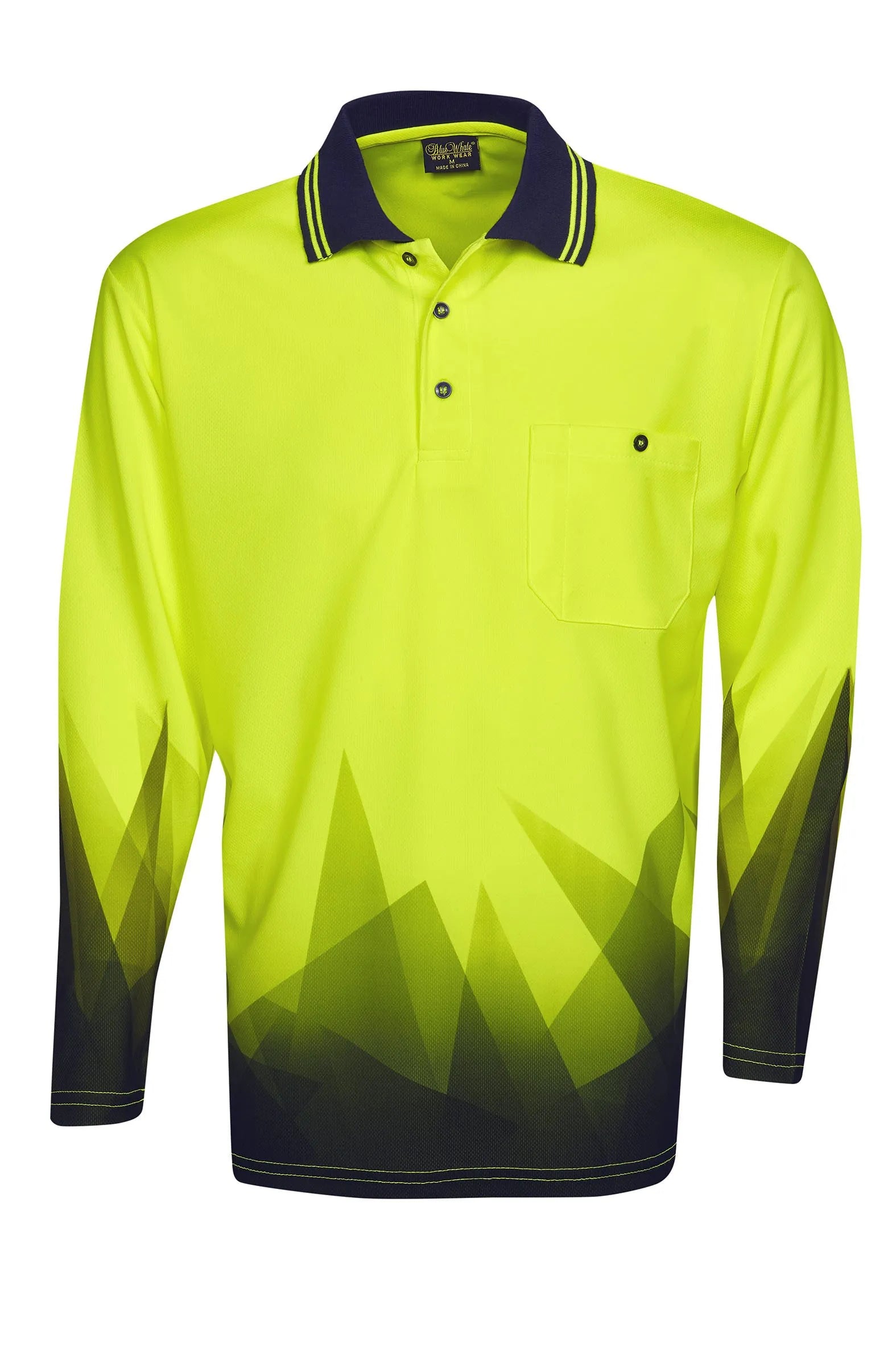 P68 Triangular Design L/S Hi Vis Polo Shirt - Safe-T-Rex Workwear Pty Ltd