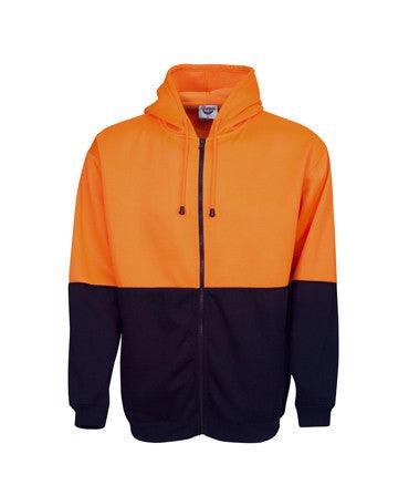 Hi Vis Full Zip Fleecy Hoodie | Workwear