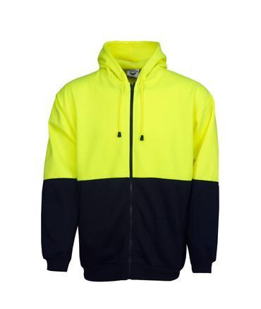 F94 Hi Vis Fleecy Hoodie With Full Front Zip - Safe-T-Rex Workwear Pty Ltd