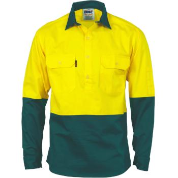 High Quality Custom Hi Vis Cotton Drill Two Tone Long Sleeve