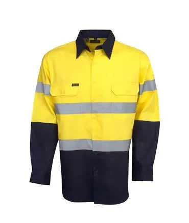 C93 Hi Vis L/S D/N Cotton Drill Shirt - Safe-T-Rex Workwear Pty Ltd
