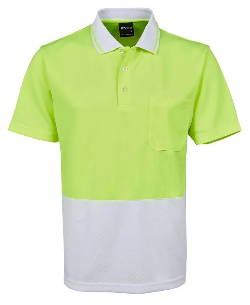 6HVNC White Painters JB's Hi Vis Non Cuff Traditional Polo - Safe-T-Rex Workwear Pty Ltd